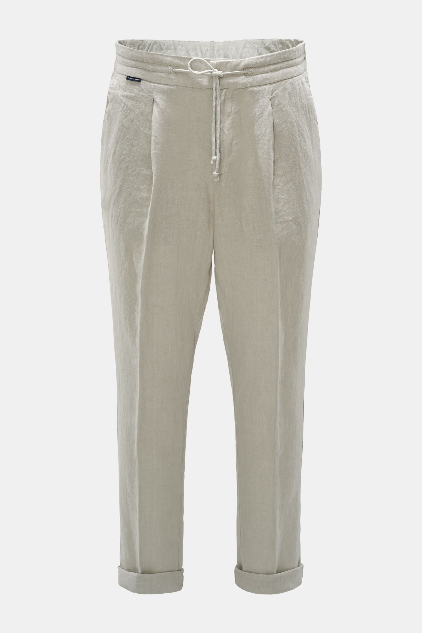 Linen jogger pants 'Linen Pleated Pant' light grey