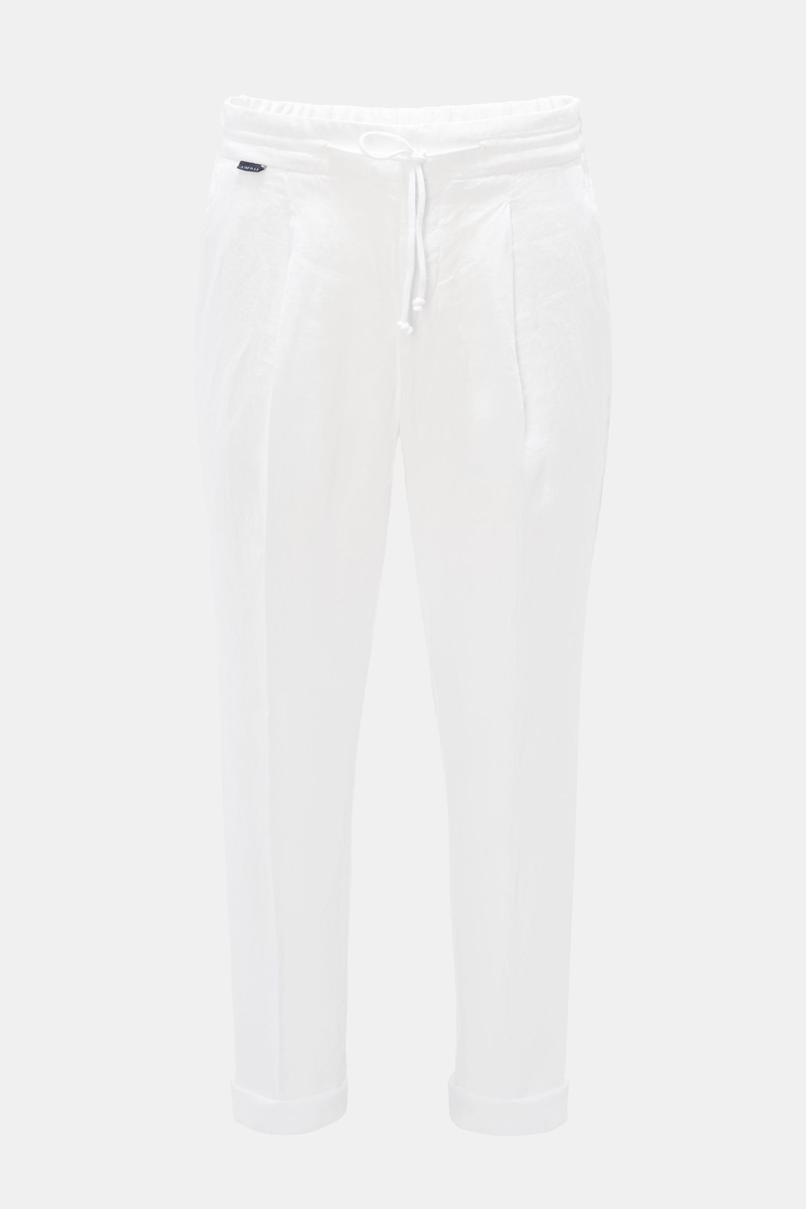 Linen jogger pants 'Linen Pleated Pant' white