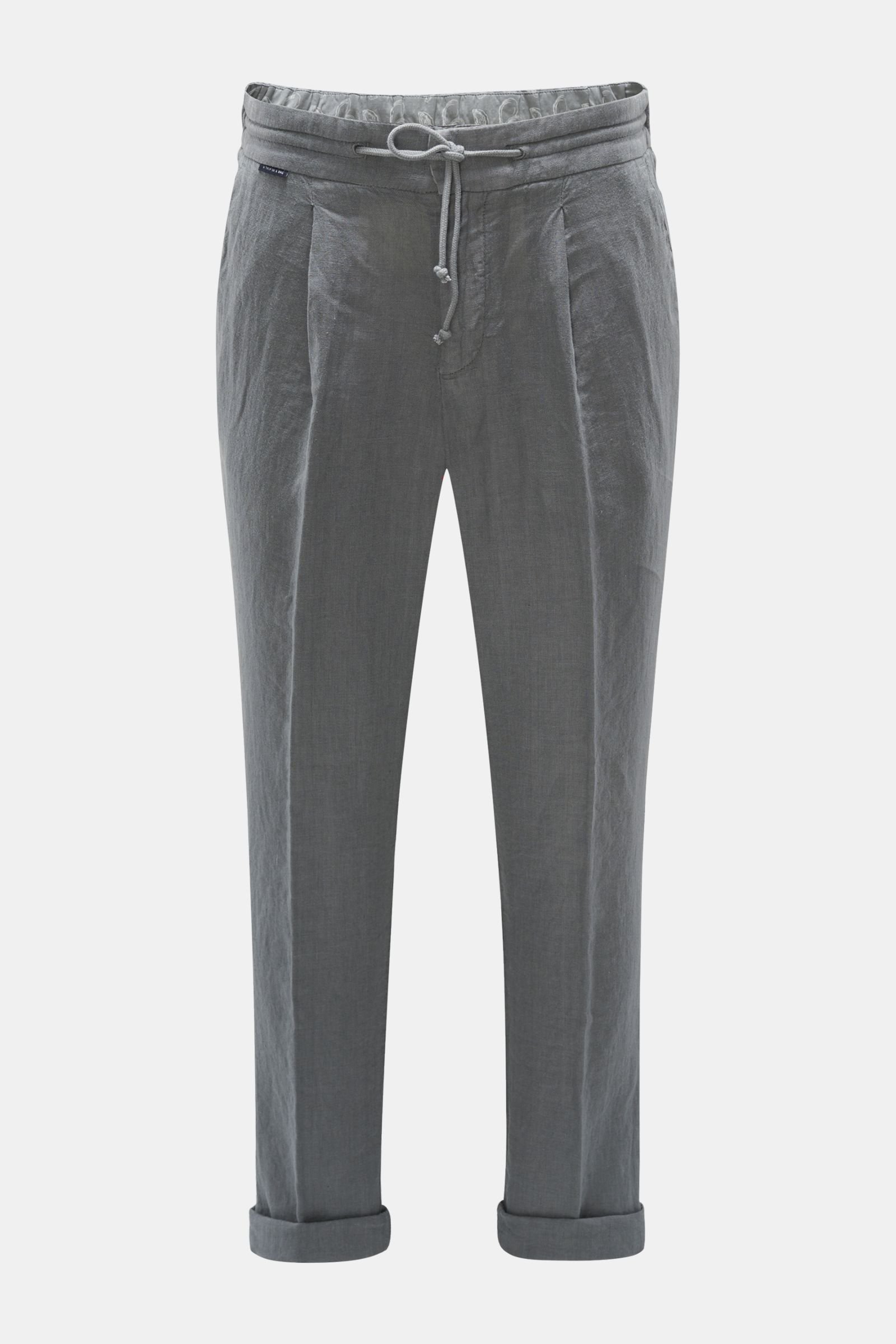 Linen jogger pants 'Linen Pleated Pant' grey