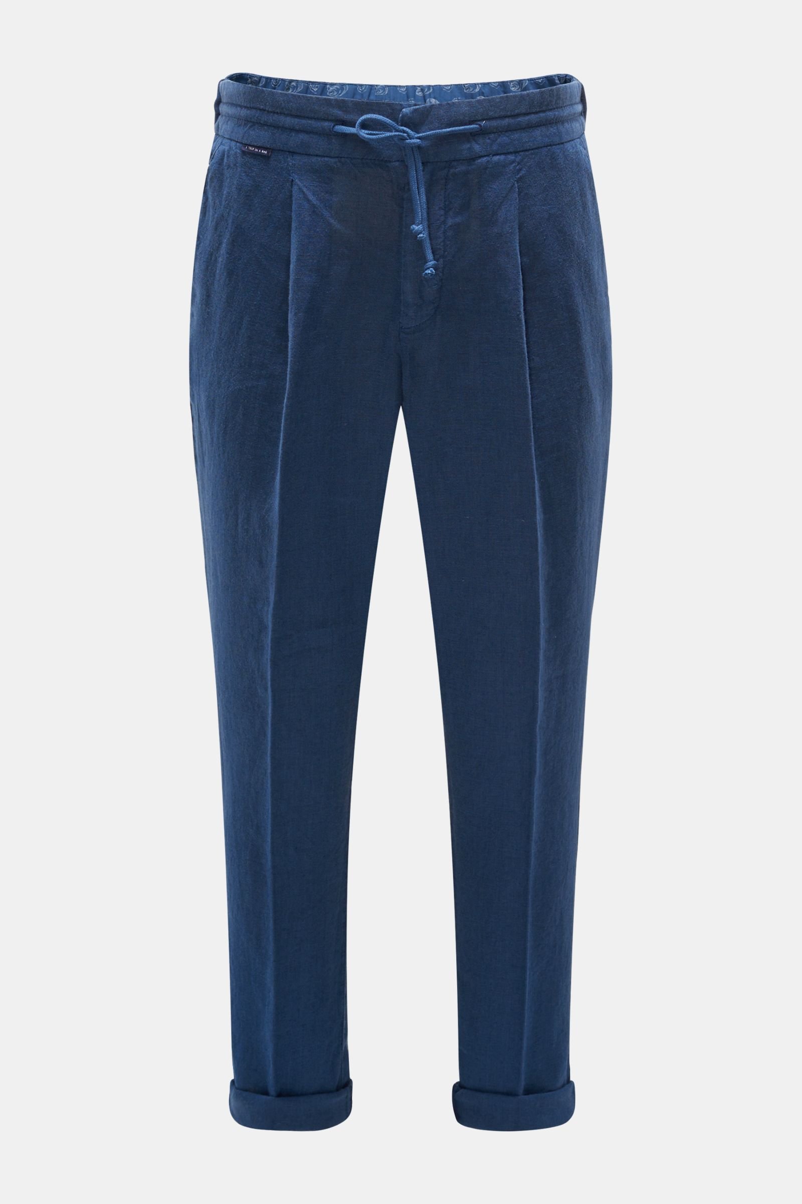 Linen jogger pants 'Linen Pleated Pant' dark blue