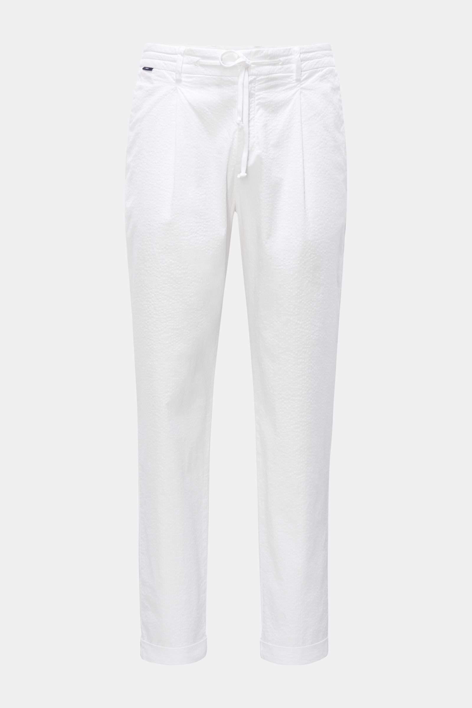 Seersucker jogger pants white