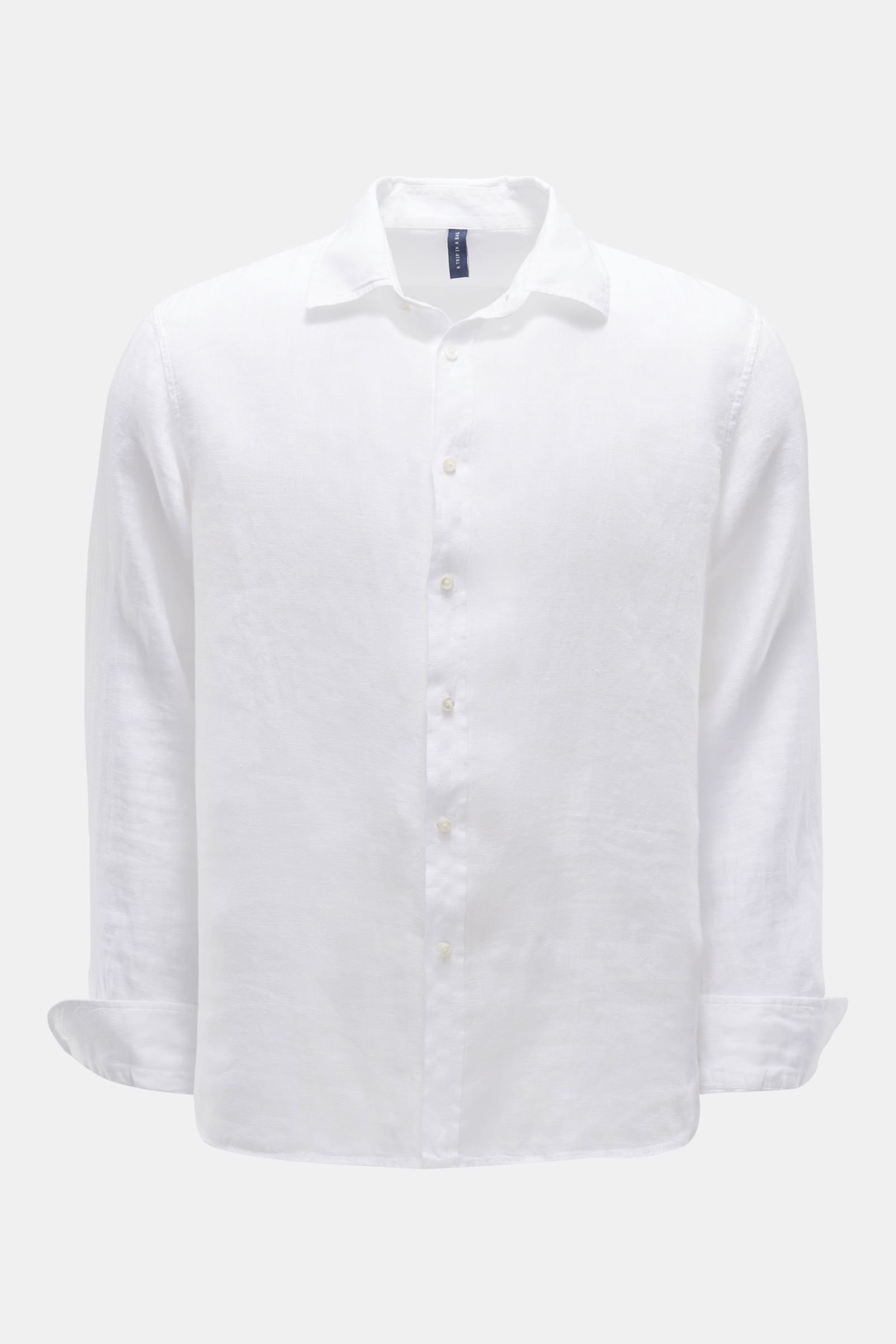 Linen shirt 'Linen Shirt' shark collar white