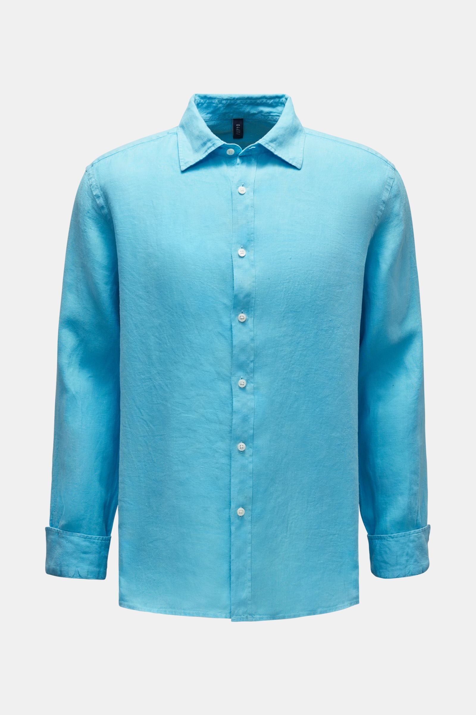 Linen shirt shark collar turquoise