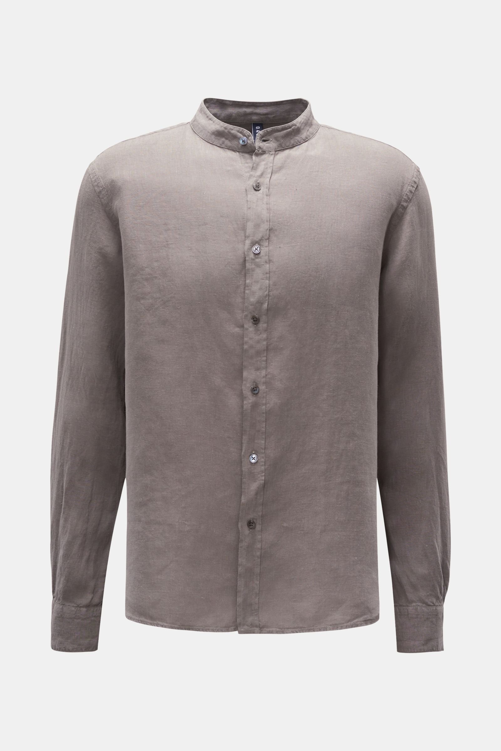 Linen shirt 'Linen Guru' grandad collar dark grey
