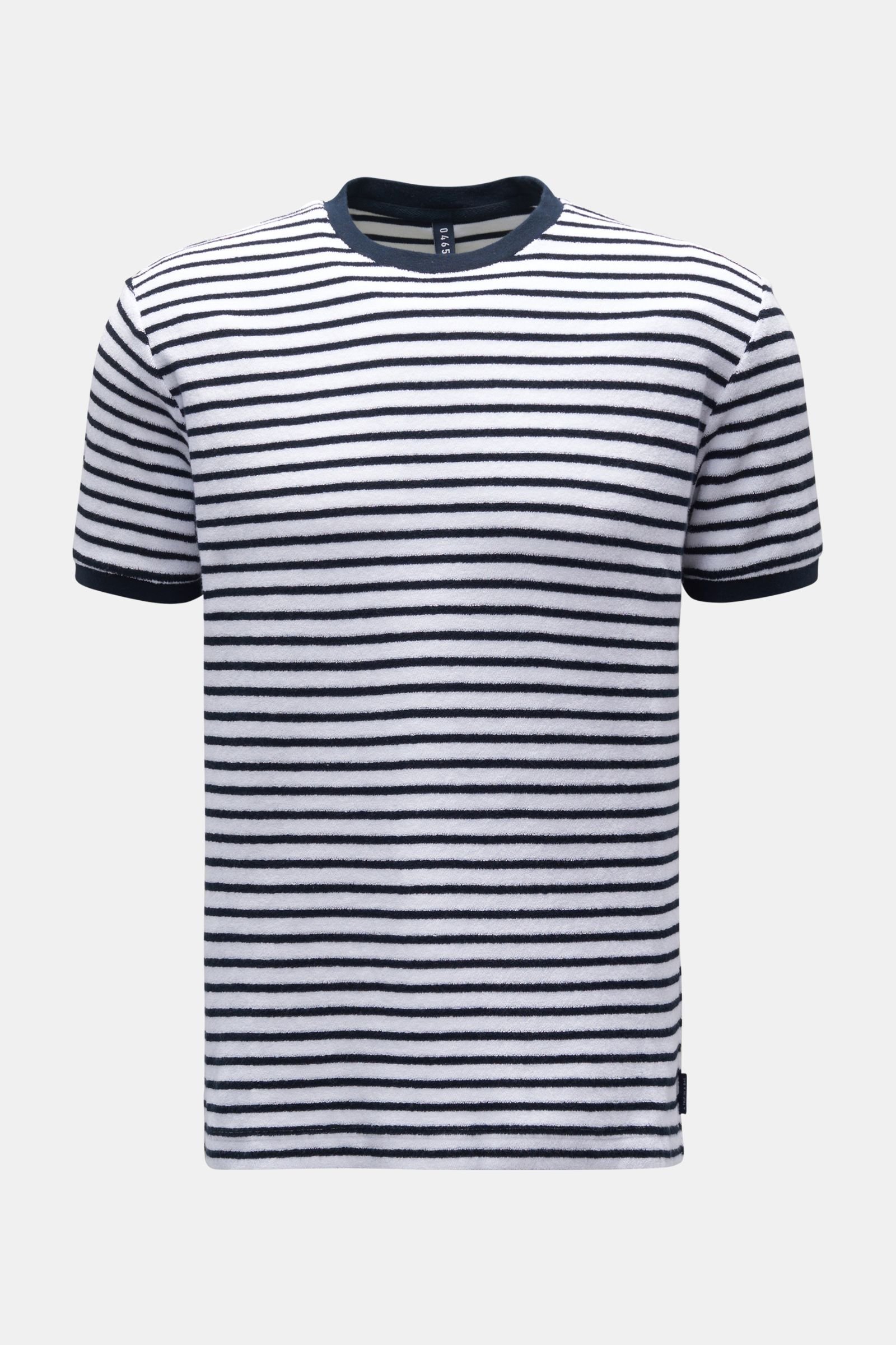 Frottee Rundhals-T-Shirt 'Terry Stripe Tee' navy/weiß gestreift