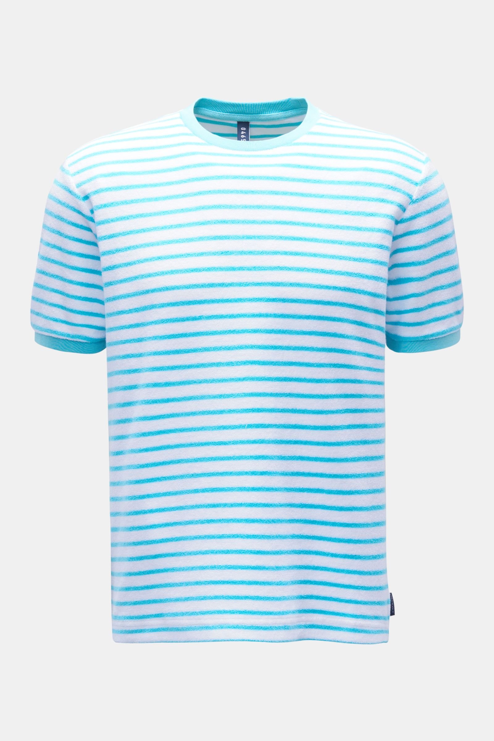 Terry crew neck T-shirt 'Terry Stripe Tee' turquoise/white striped