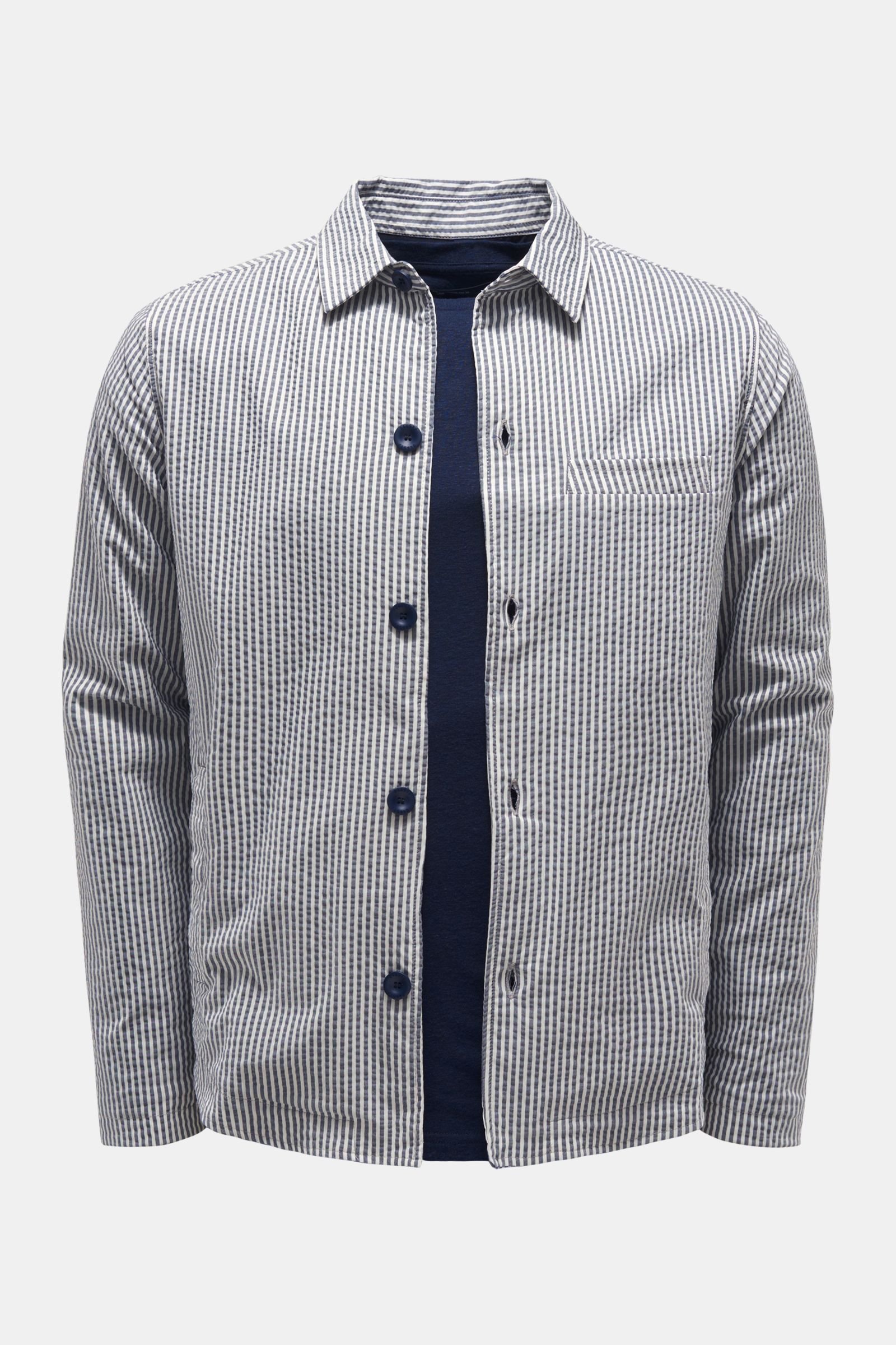 Seersucker overshirt grey-blue/white striped