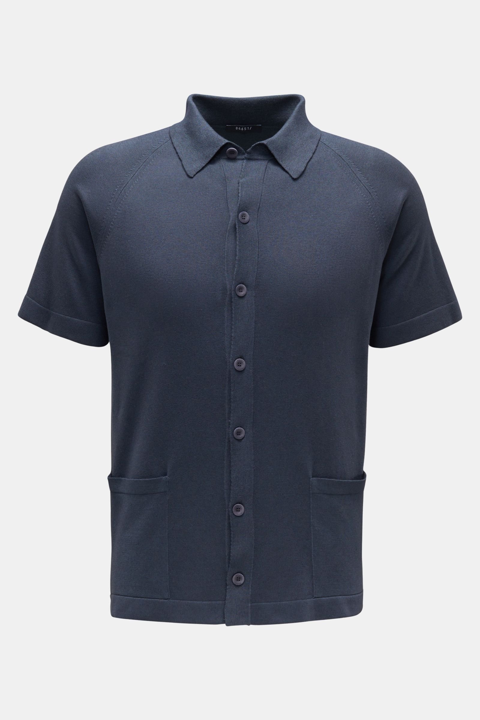 Short sleeve knit shirt 'Foggy Shirt' narrow collar navy