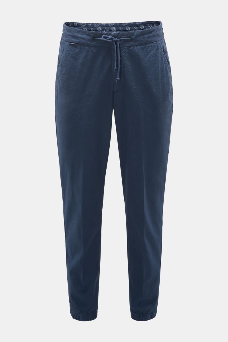 Seersucker-jogger pants ‘Seersucker Dyed Joggpant' grey-blue