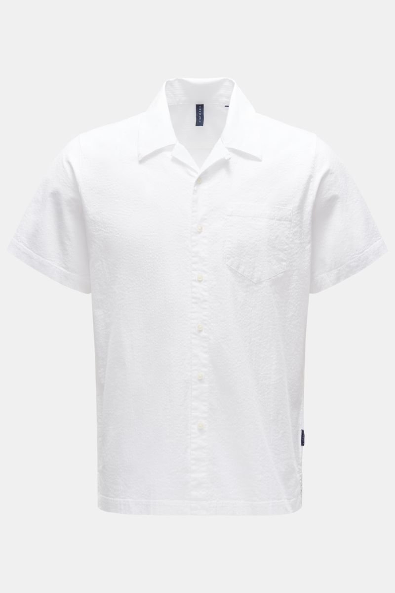 Seersucker-Kurzarmhemd 'Seersucker Shirt' Kent-Kragen weiß