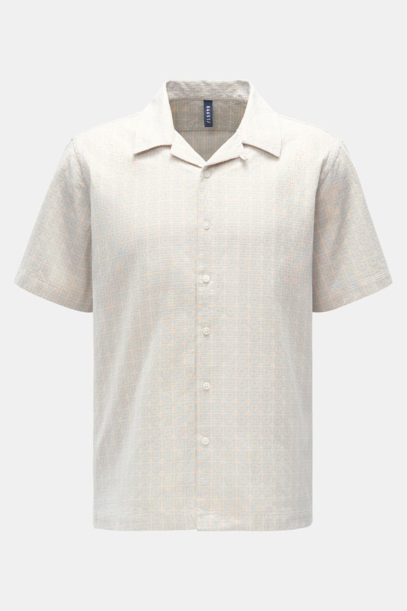 Short sleeve shirt 'Tile Cuba' Cuban collar beige/light blue patterned