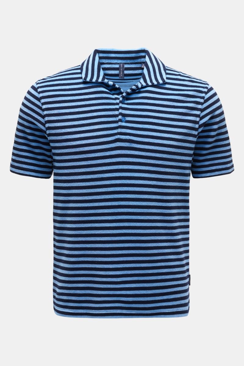 Frottee-Poloshirt 'Terry Stripe Polo' rauchblau/navy gestreift