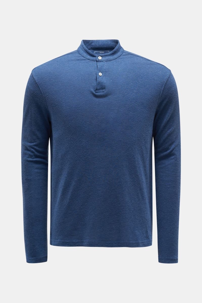 Henley-T-shirt 'Linen Guru' dark blue