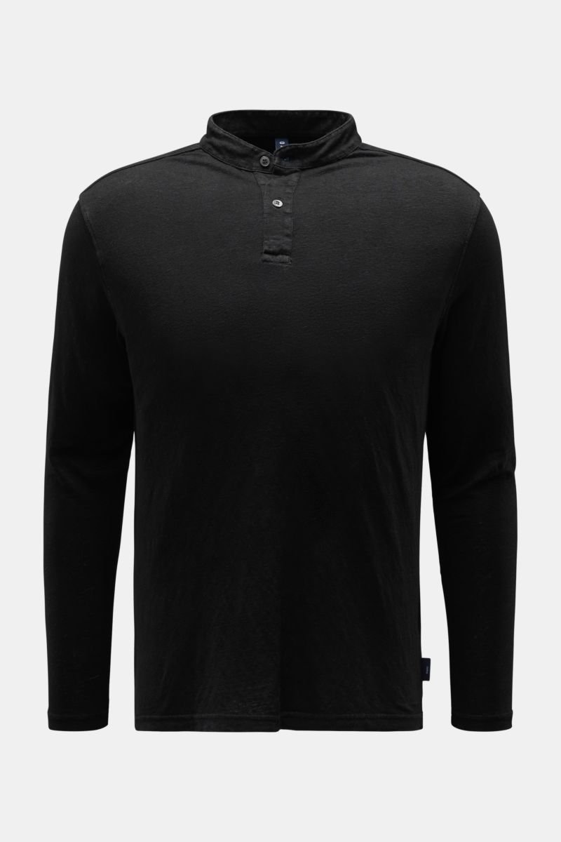 Leinen Henley-Shirt schwarz