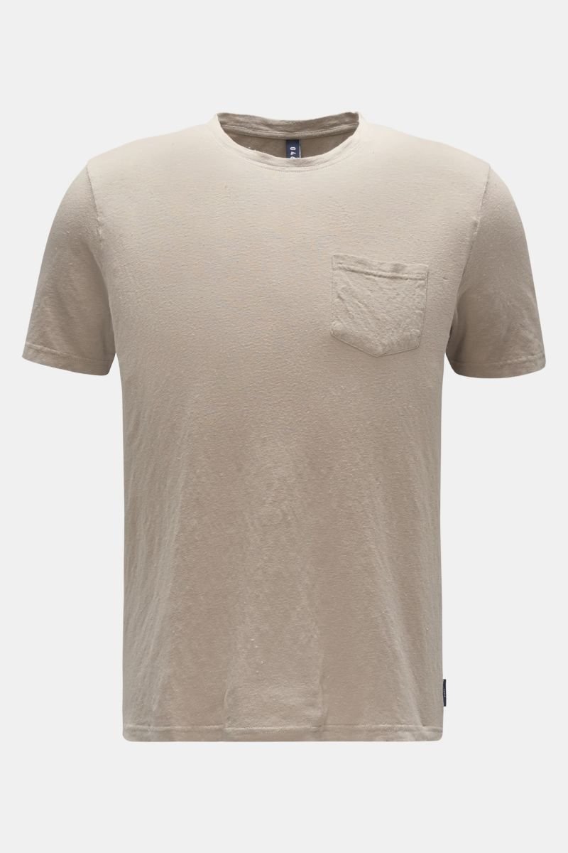 Leinen Rundhals-T-Shirt beige