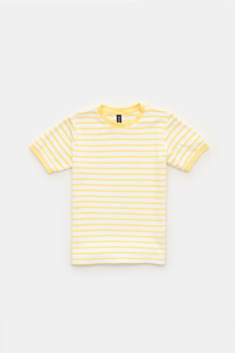Kinder Frottee Rundhals-T-Shirt 'Kids Terry Stripe Tee' gelb/weiß gestreift 