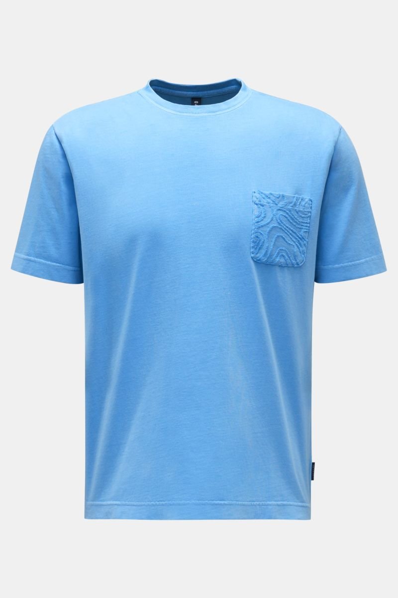  Crew neck T-shirt 'Seamap Pocket Tee' blue