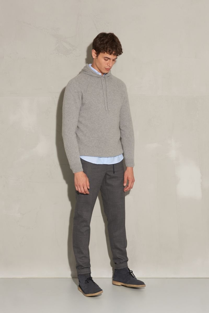 Cashmere hooded jumper 'The Hoodie' grey