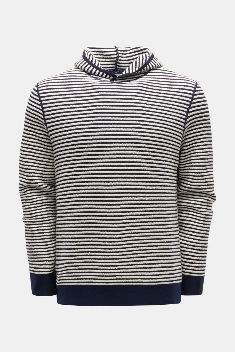 Hooded jumper 'Seersucker Hoodie' navy/cream striped