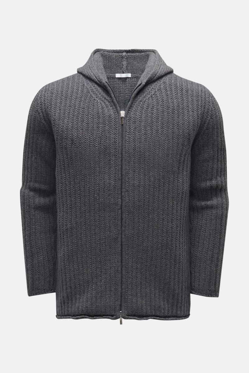 Cashmere cardigan 'The Full Zip' dark grey
