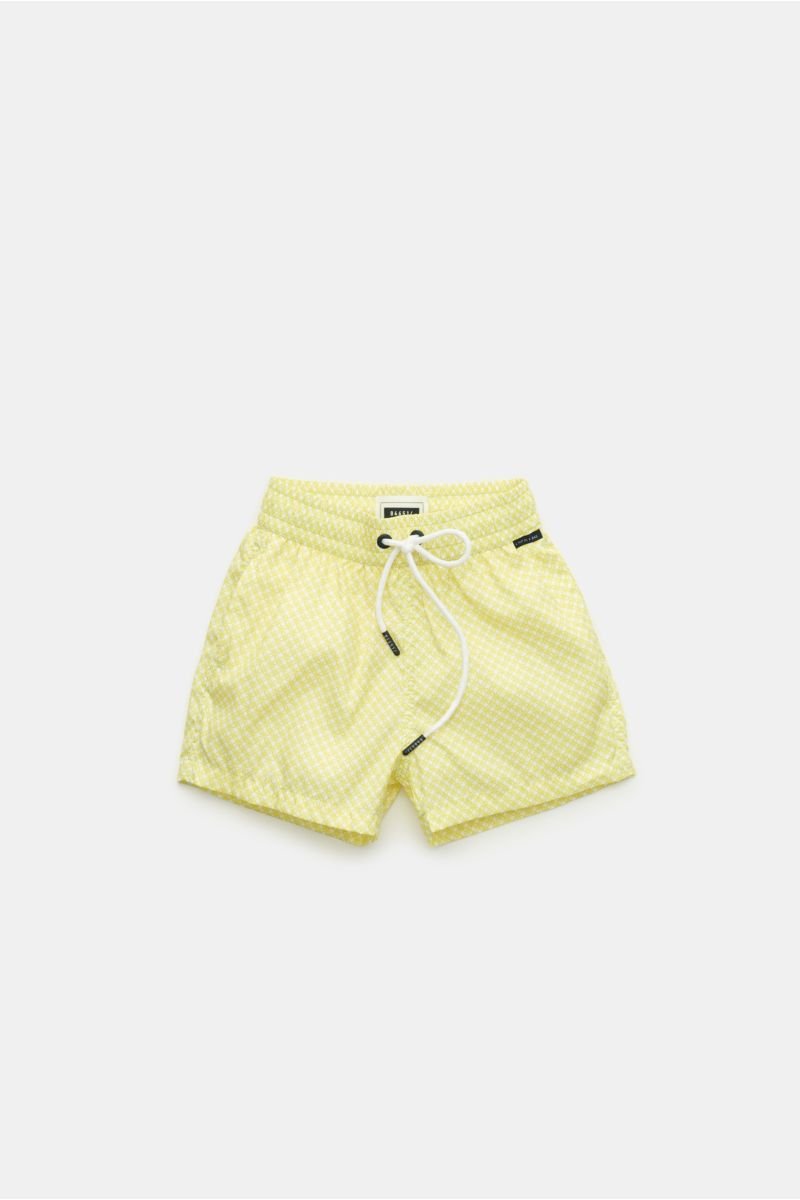 Kids swim shorts 'Kids Tile Swim' yellow/white patterned