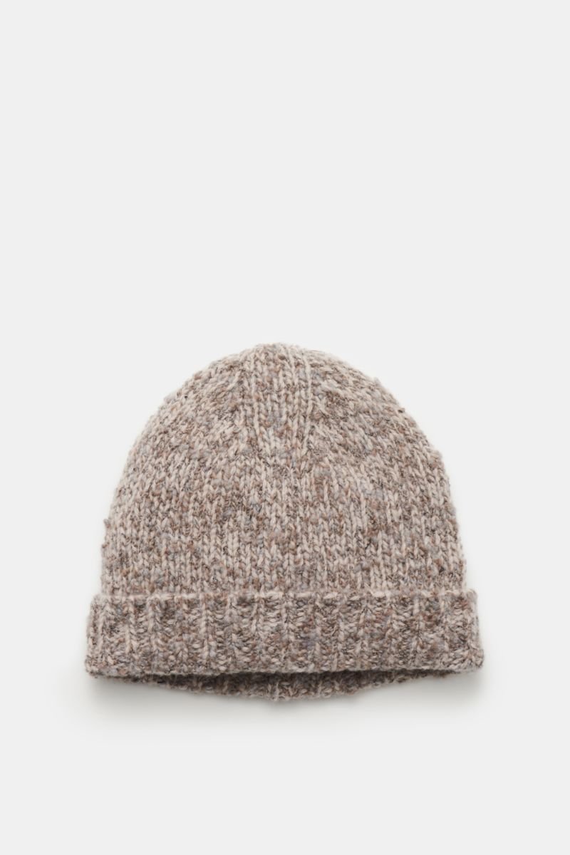 Wollmütze 'Handknit Hat' graubraun/beige